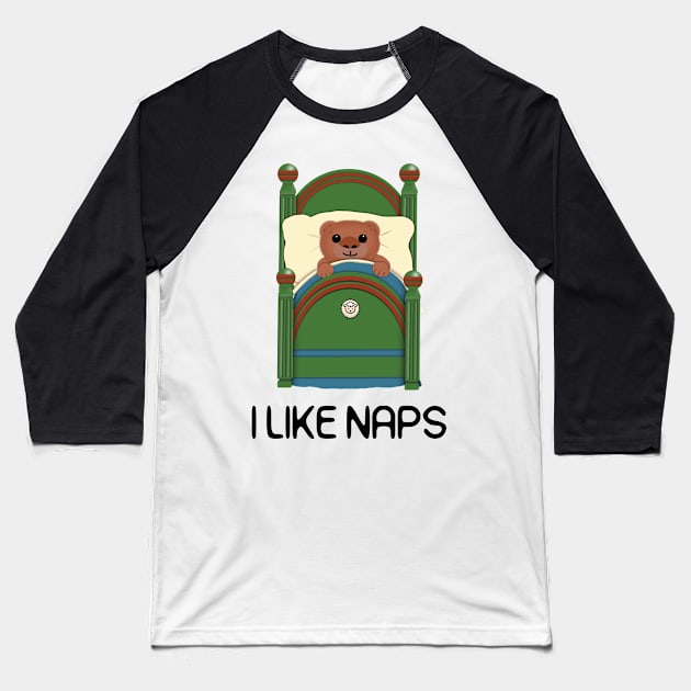 I'd rather be napping.  A cute Teddy Bear in Bed Baseball T-Shirt by FlippinTurtles